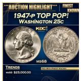 1947-p Washington Quarter TOP POP! 25c ms68 SEGS