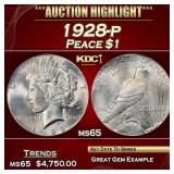 1928-p Peace Dollar $1 ms65 SEGS