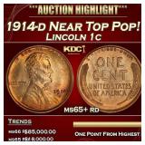 1914-d Lincoln Cent Near Top Pop! 1c ms65+ rd SEGS