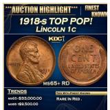 1918-s Lincoln Cent TOP POP! 1c ms65+ RD SEGS