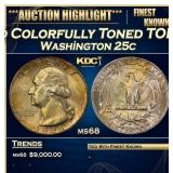 1946-d Washington Quarter Colorfully Toned TOP POP