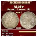1846-p Seated Liberty Dollar $1 ms62+ USCG