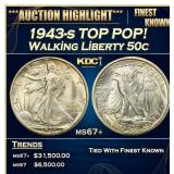 1943-s Walking Liberty Half Dollar TOP POP! 50c ms