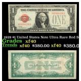 1928 $1 United States Note Ultra Rare Red Seal Gra