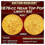 1876-cc Gold Liberty Double Eagle Near Top Pop! $2