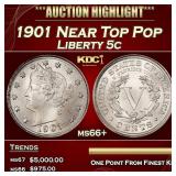 1901 Liberty Nickel Near Top Pop 5c ms66+ SEGS