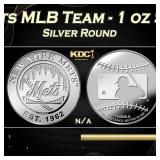 New York Mets MLB Team - 1 oz Silver Round Round