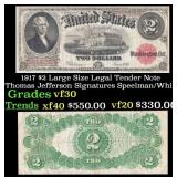 1917 $2 Large Size Legal Tender Note Thomas Jeffer