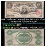 1891 $10 Red Seal Silver Certificate "Tombstone" G