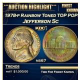 1978-p Jefferson Nickel Rainbow Toned TOP POP! 5c
