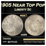 1905 Liberty Nickel Near Top Pop 5c ms66 SEGS