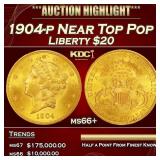 1904-p Gold Liberty Double Eagle Near Top Pop $20