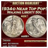 1934-d Walking Liberty Half Dollar Near Top Pop! 5