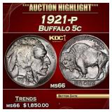 1921-p Buffalo Nickel 5c ms66 SEGS