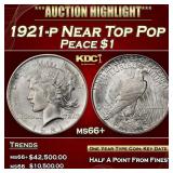 1921-p Peace Dollar Near Top Pop $1 ms66+ SEGS