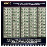 Complete Set of 50 States Enhanced Art $1 US Feder