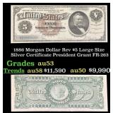 1886 $5 Large Size Silver Certificate Morgan Dolla