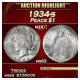 1934-s Peace Dollar $1 ms63 USCG