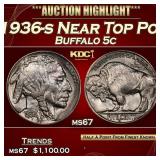 1936-s Buffalo Nickel Near Top Pop 5c ms67 SEGS