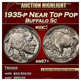 1935-p Buffalo Nickel Near Top Pop 5c ms67+ SEGS