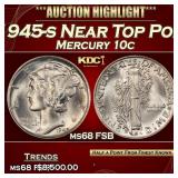 1945-s Mercury Dime Near Top Pop! 10c ms68 FSB SEG