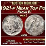 1921-p Peace Dollar Near Top Pop $1 ms66 SEGS