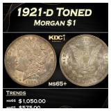 1921-d Morgan Dollar Toned $1 Grades ms65+
