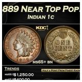 1889 Indian Cent Near Top Pop! 1c ms65+ bn SEGS