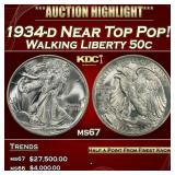 1934-d Walking Liberty Half Dollar Near Top Pop! 5