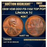 1909 VDB DDO Lincoln Cent FS-1102 TOP POP! 1c ms67