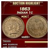 1863 Indian Cent 1c ms65+ SEGS