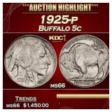 1925-p Buffalo Nickel 5c ms66 SEGS