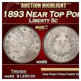 1893 Liberty Nickel Near Top Pop 5c ms66 SEGS