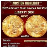 1857-s Gold Liberty Double Eagle Spiked Shield Nea