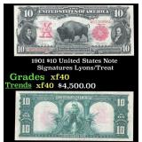 1901 $10 United States Note Grades xf Signatures L