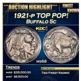 1921-p Buffalo Nickel TOP POP! 5c ms68 SEGS