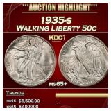 1935-s Walking Liberty Half Dollar 50c ms65+ SEGS