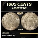1883 CENTS Liberty Nickel 5c Grades ms64