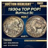 1930-s Buffalo Nickel TOP POP! 5c ms67+ SEGS