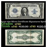 1923 $1 large size Silver Certificate Grades xf Si