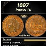 1897 Indian Cent 1c Grades ms65+ rb