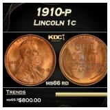 1910-p Lincoln Cent 1c Grades ms66 rd