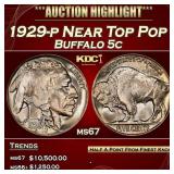 1929-p Buffalo Nickel Near Top Pop 5c ms67 SEGS