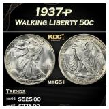 1937-p Walking Liberty Half Dollar 50c Grades ms65
