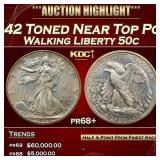 1942 Proof Walking Liberty Half Dollar Toned Near