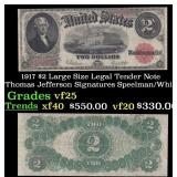 1917 $2 Large Size Legal Tender Note Thomas Jeffer