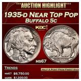 1935-d Buffalo Nickel Near Top Pop 5c ms67 SEGS