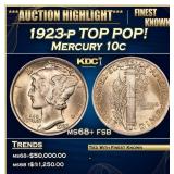 1923-p Mercury Dime TOP POP! 10c ms68+ fsb SEGS