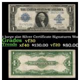 1923 $1 large size Silver Certificate Grades vf++