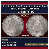 1890 Liberty Nickel Near Top Pop 5c ms66+ SEGS